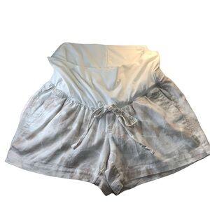 OLD NAVY Maternity Linen Blend Cream and Tan Tie Dye Shorts Size Medium M